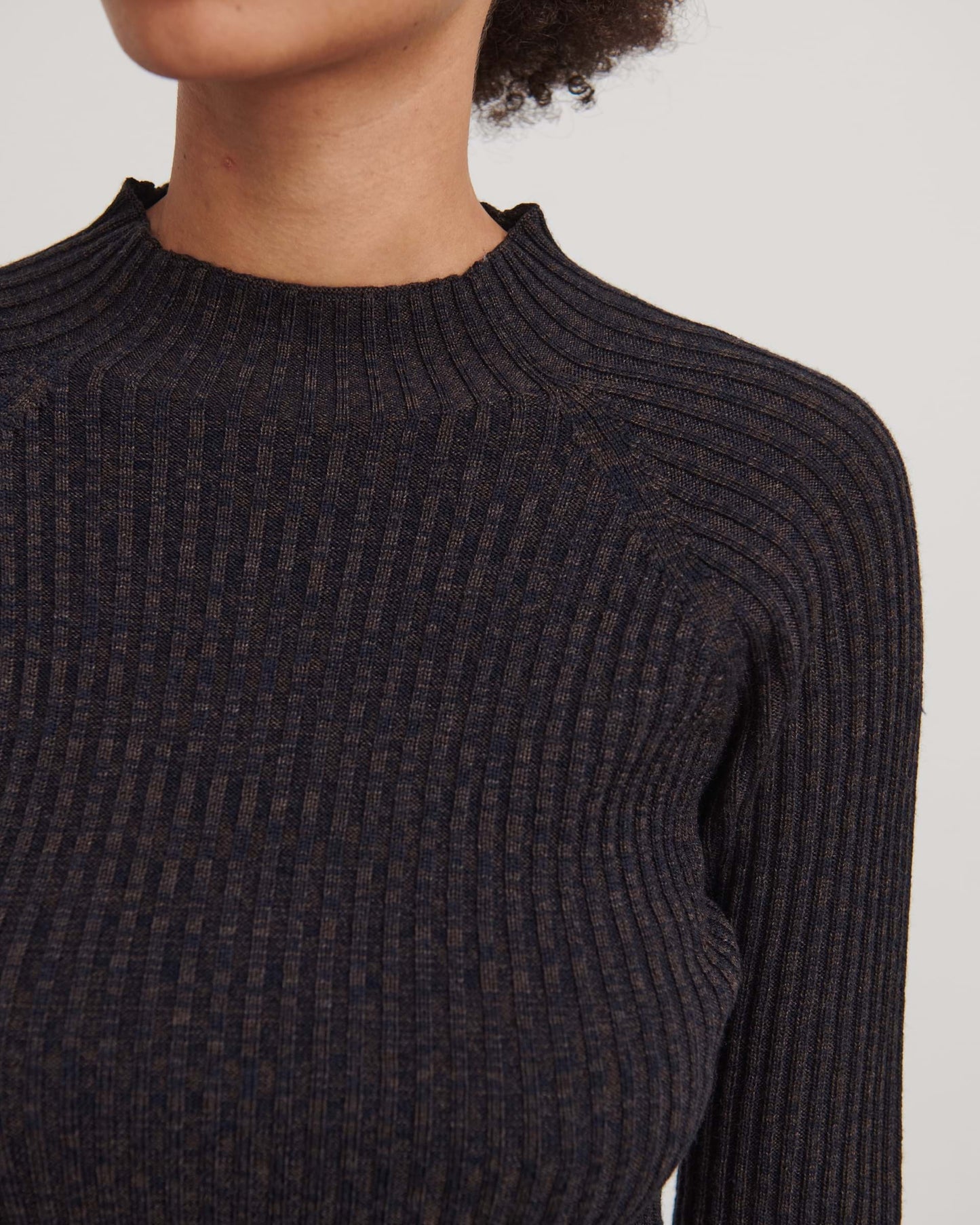 High Neck Blouse, dark navy- FUB