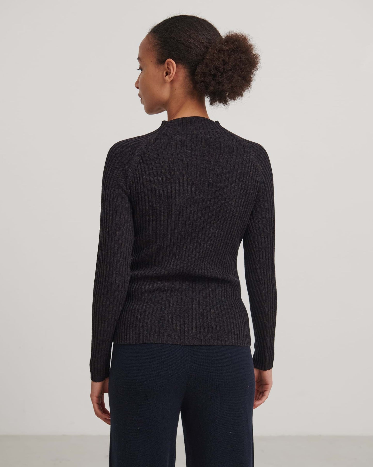 High Neck Blouse, dark navy- FUB