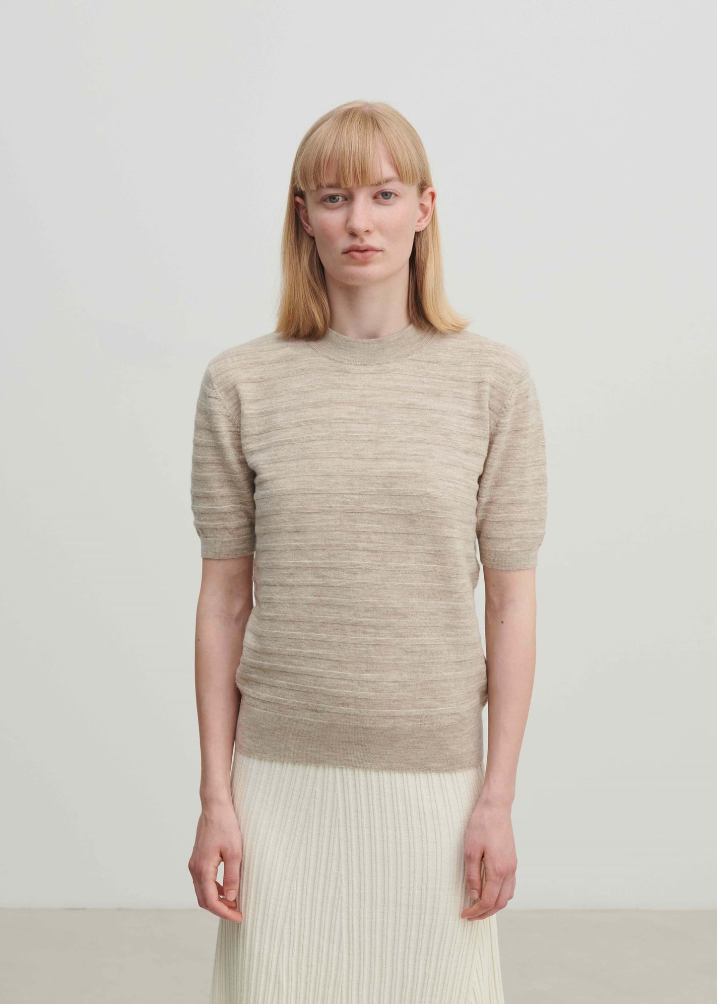Wool Tee, light beige melange - FUB