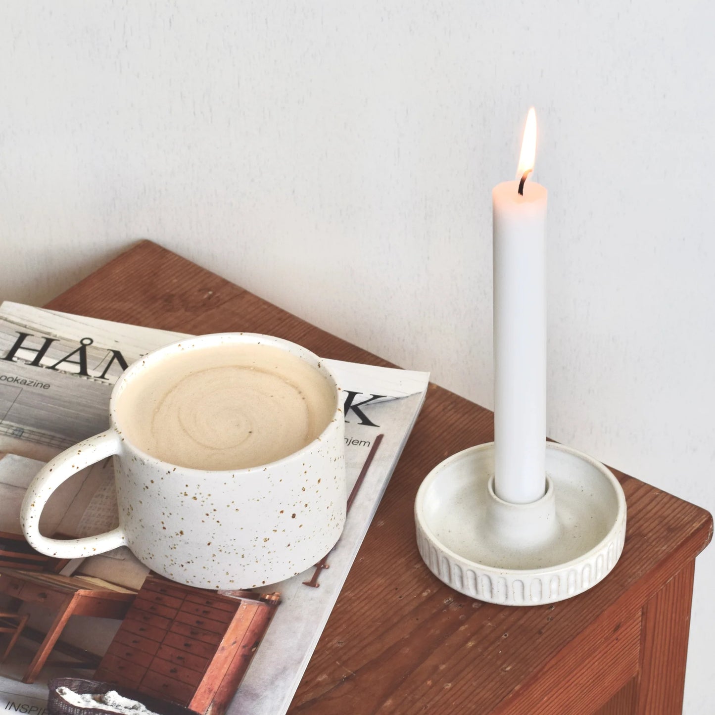 Candleholder, Carved - Måne Ceramics Studio