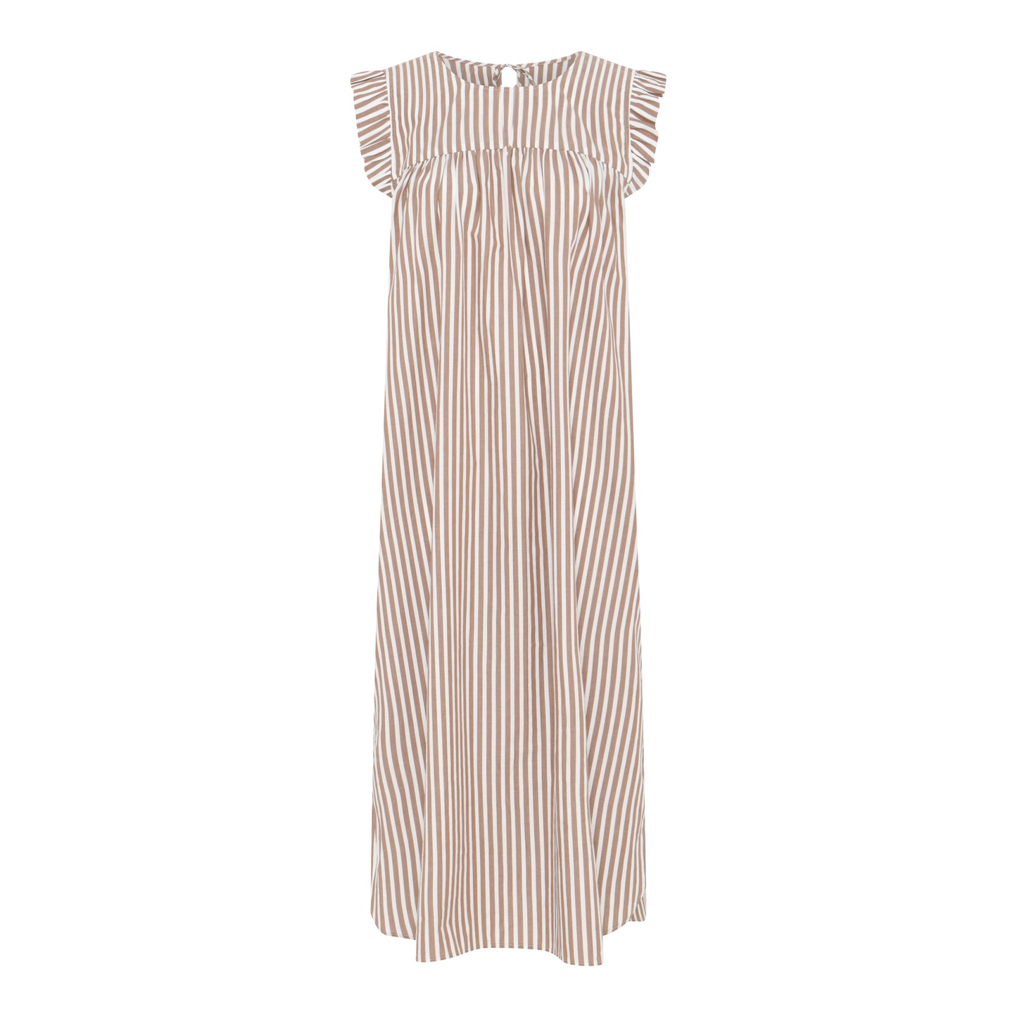 Stockholm Dress Coffee Wide Stripe - Frau