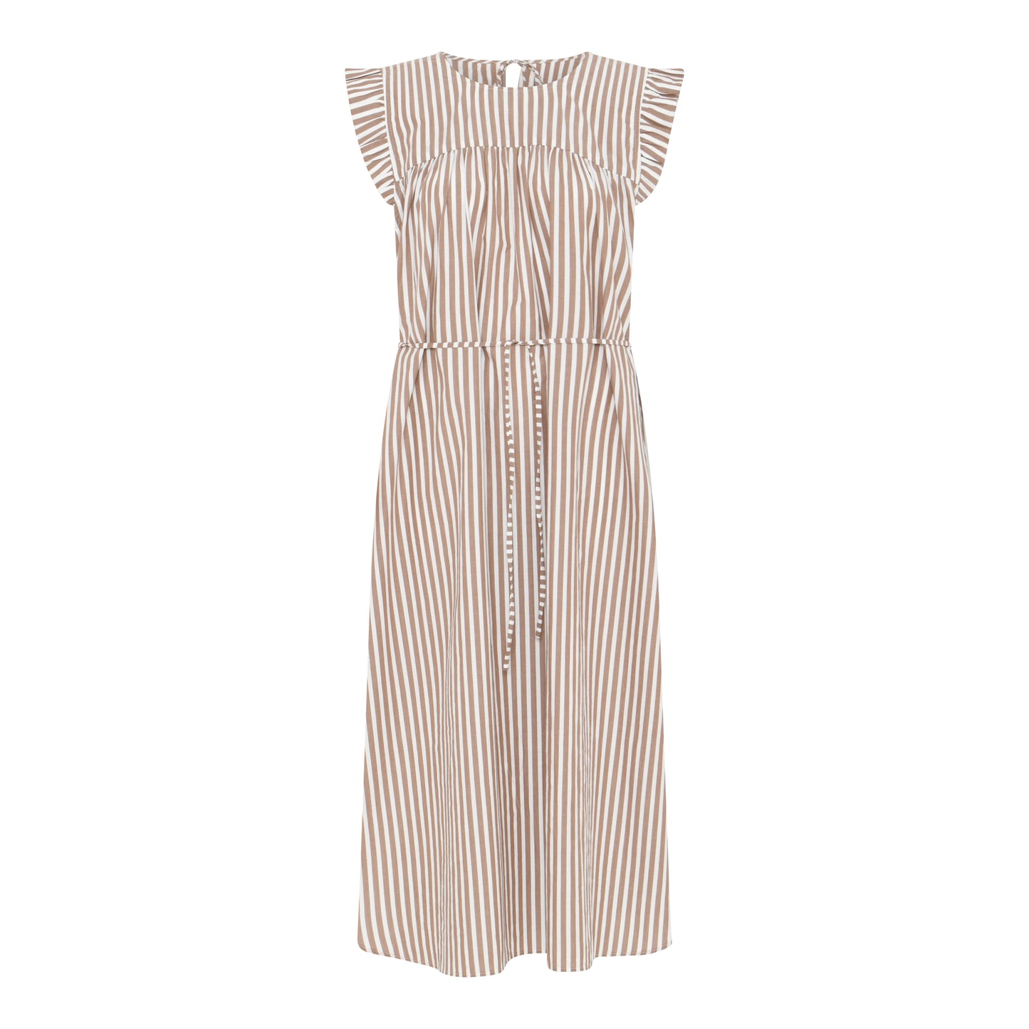 Stockholm Dress Coffee Wide Stripe - Frau