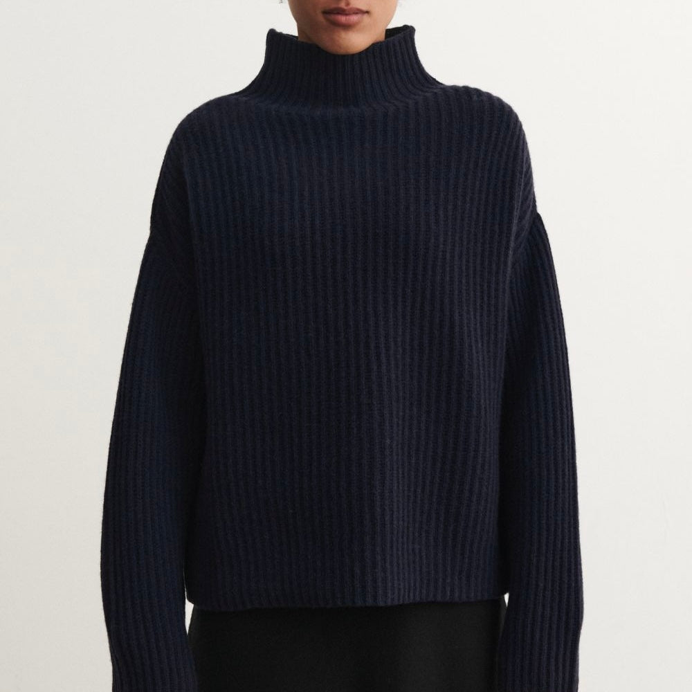 Lambswool Rib Jumper, Dark Navy - FUB