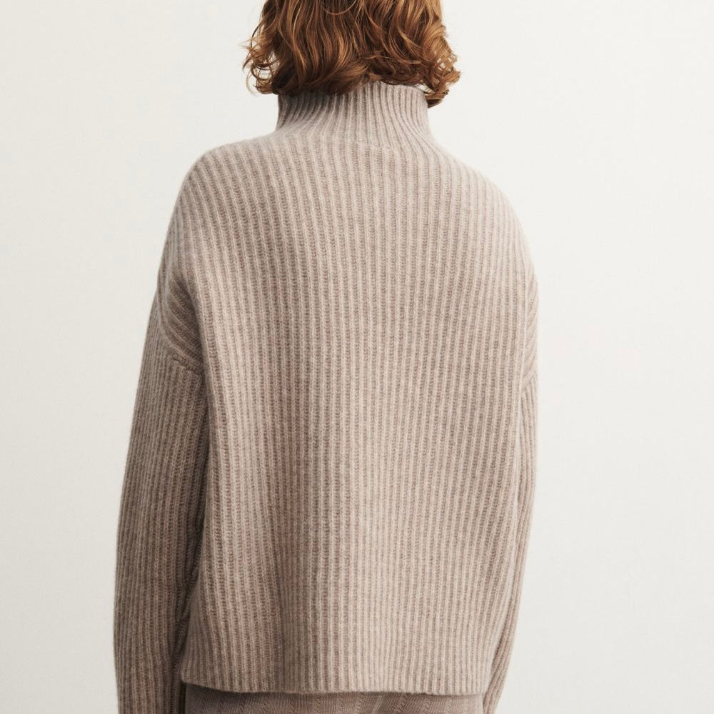 Lambswool Rib Jumper, Oat Melange - FUB