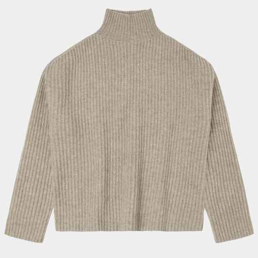 Lambswool Rib Jumper, Oat Melange - FUB