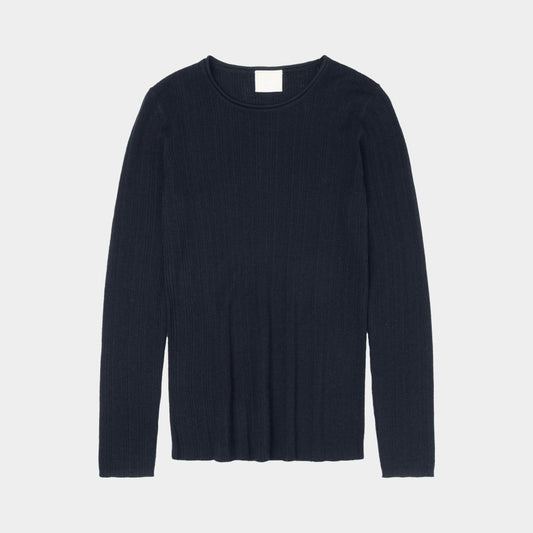 Rib Blouse, Dark Navy - FUB