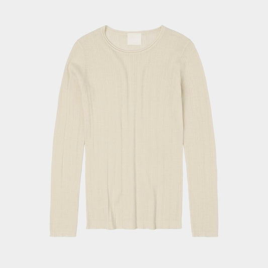 Rib Blouse, Ecru - FUB