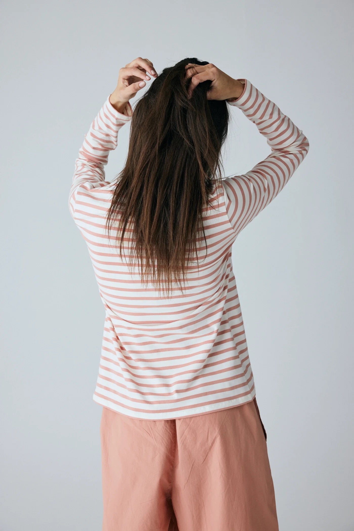 Panama cotton ls loose top, Cameo Brown Stripe - FRAU