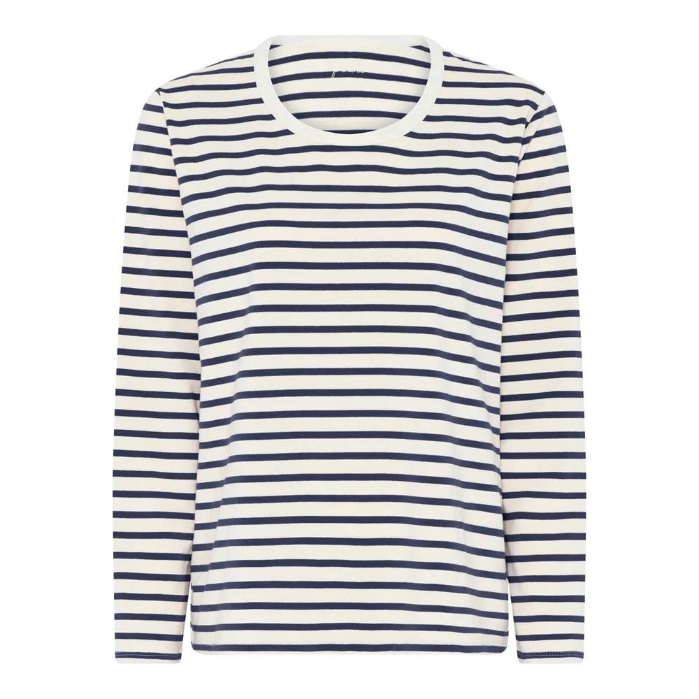 Panama cotton ls loose top, Dark navy stripe - FRAU