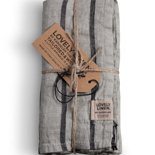 Mundserviet 4 stk. Grå/Sort Strib - Lovely Linen