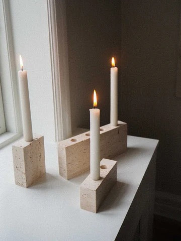 Epode, Travertin, Lysestage to lys - Wabi Sabi Nordic