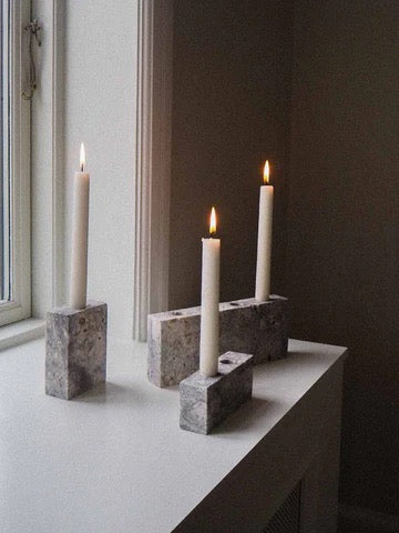 Epode, Silver Travertin, Lysestage to lys - Wabi Sabi Nordic
