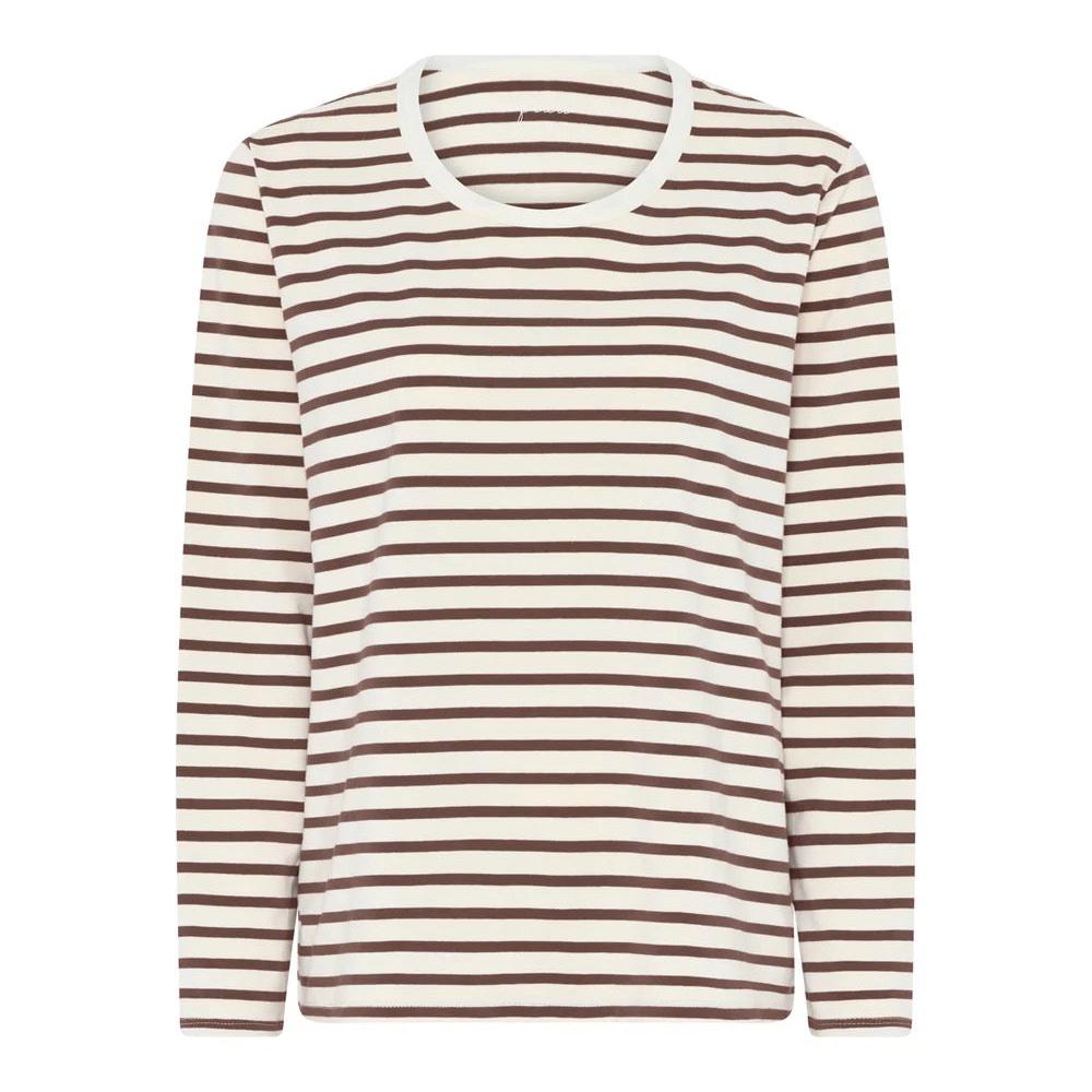 Panama cotton ls loose top, Coffee Quartz Stripe - FRAU
