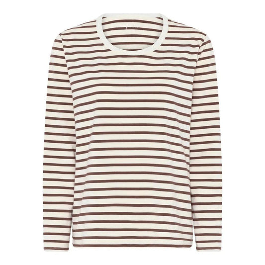 Panama cotton ls loose top, Coffee Quartz Stripe - FRAU