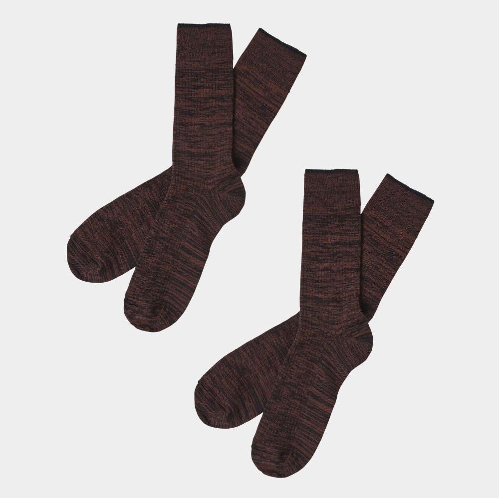 Melange Socks, Dark navy/Clay - FUB