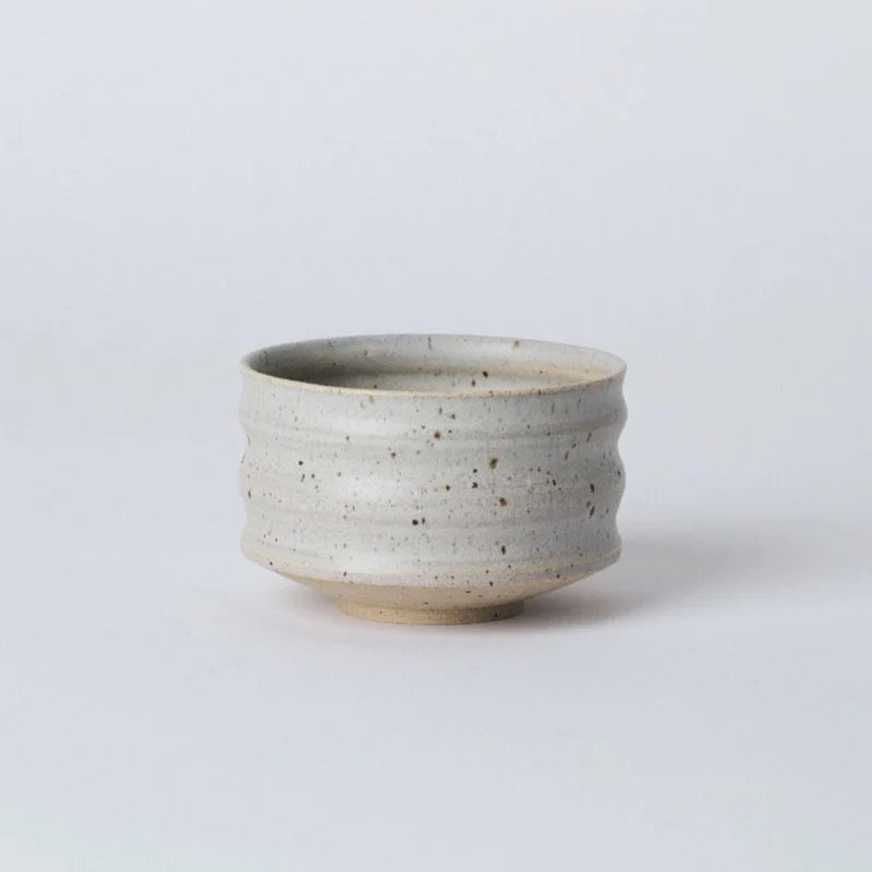 Matcha Cup, Light Grey with lava spots satin matte - Studio Kerstin Kongsted