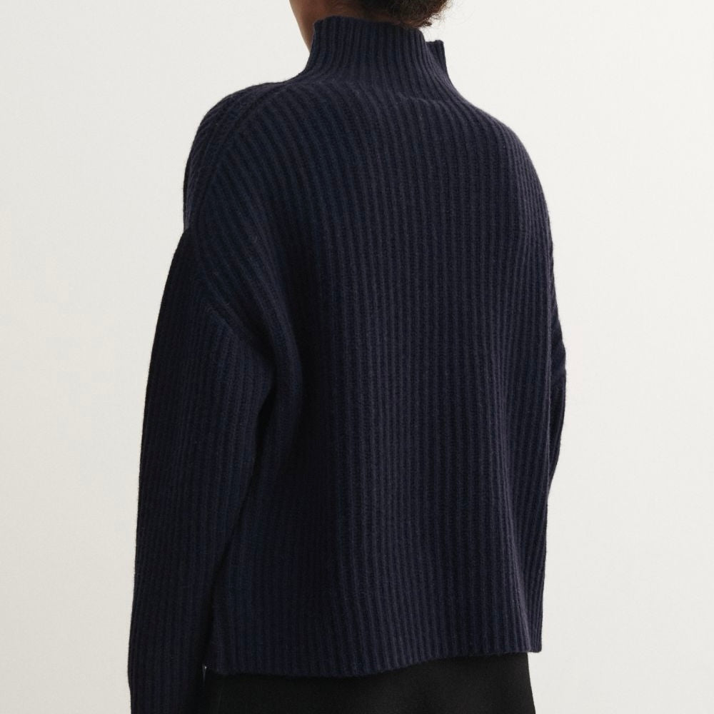 Lambswool Rib Jumper, Dark Navy - FUB