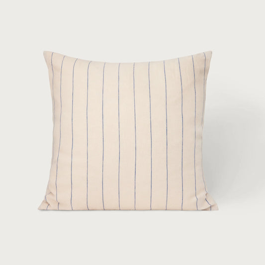 Pudebetræk stribet, 60x60, Beige/Navy - Stilleben