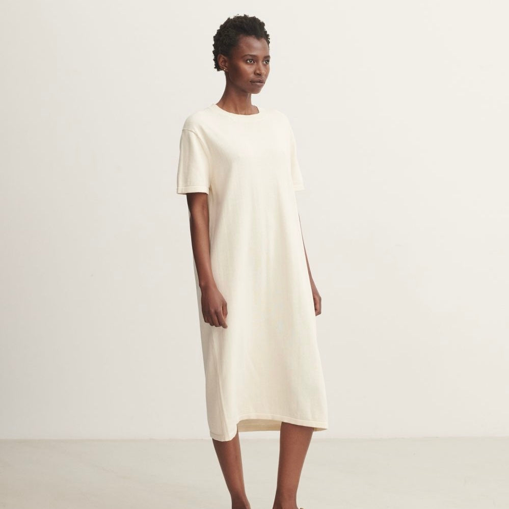 High twist tee dress, Ecru - FUB