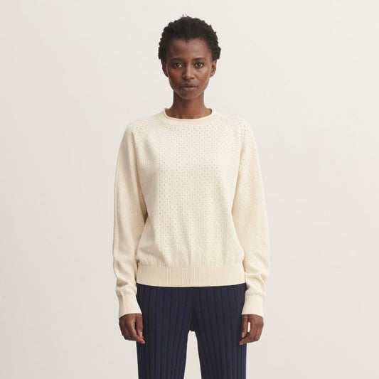 High twist pointelle sweater, Ecru - FUB