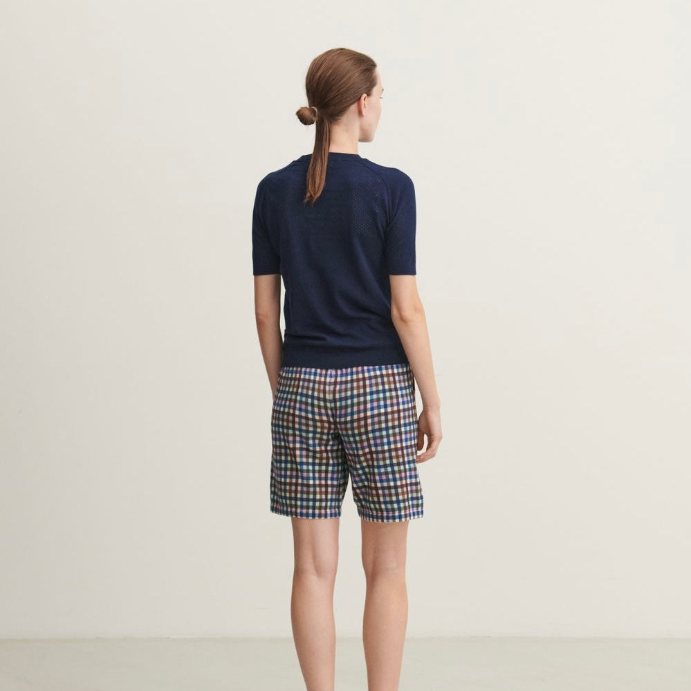 Pointelle tee, Dark navy - FUB