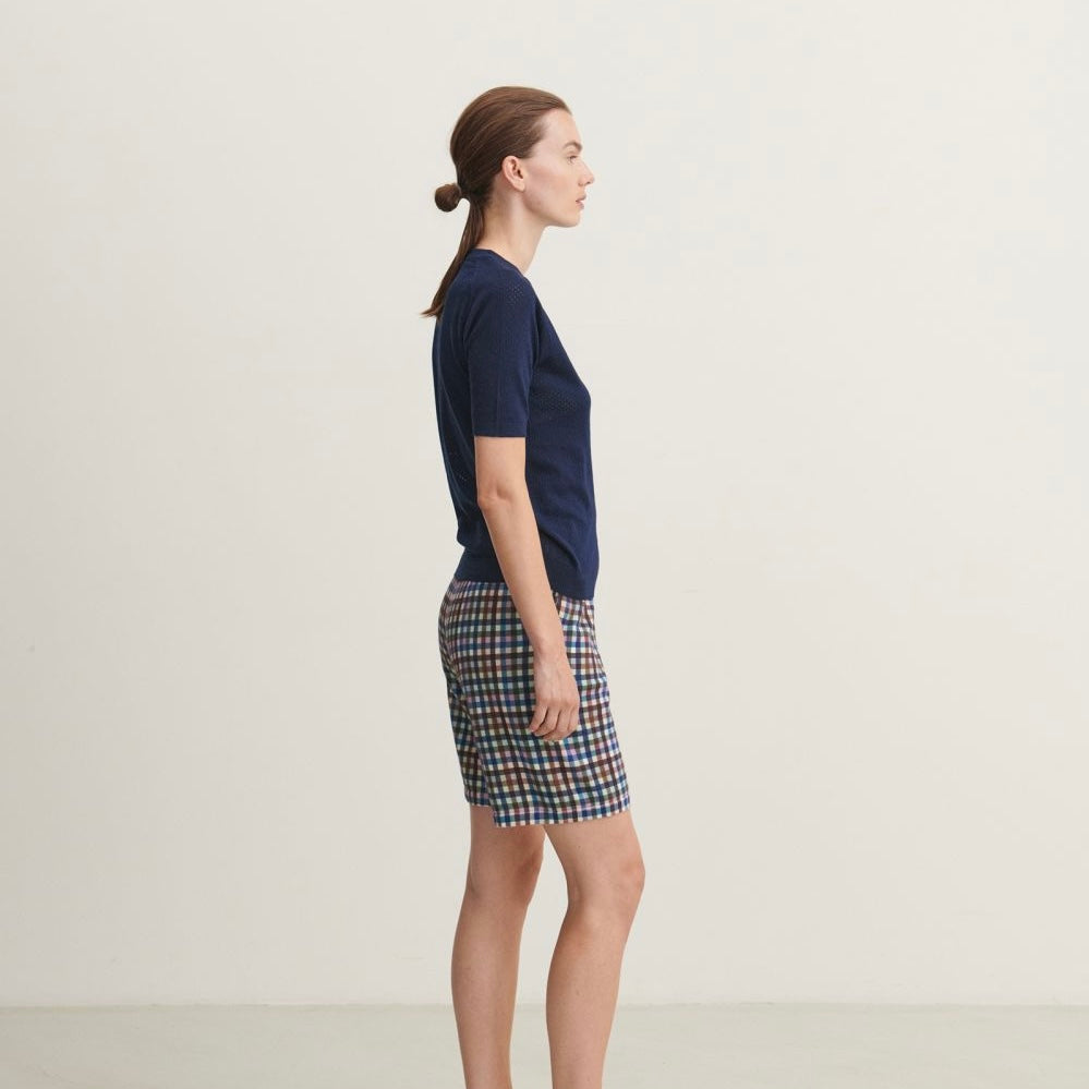 Pointelle tee, Dark navy - FUB