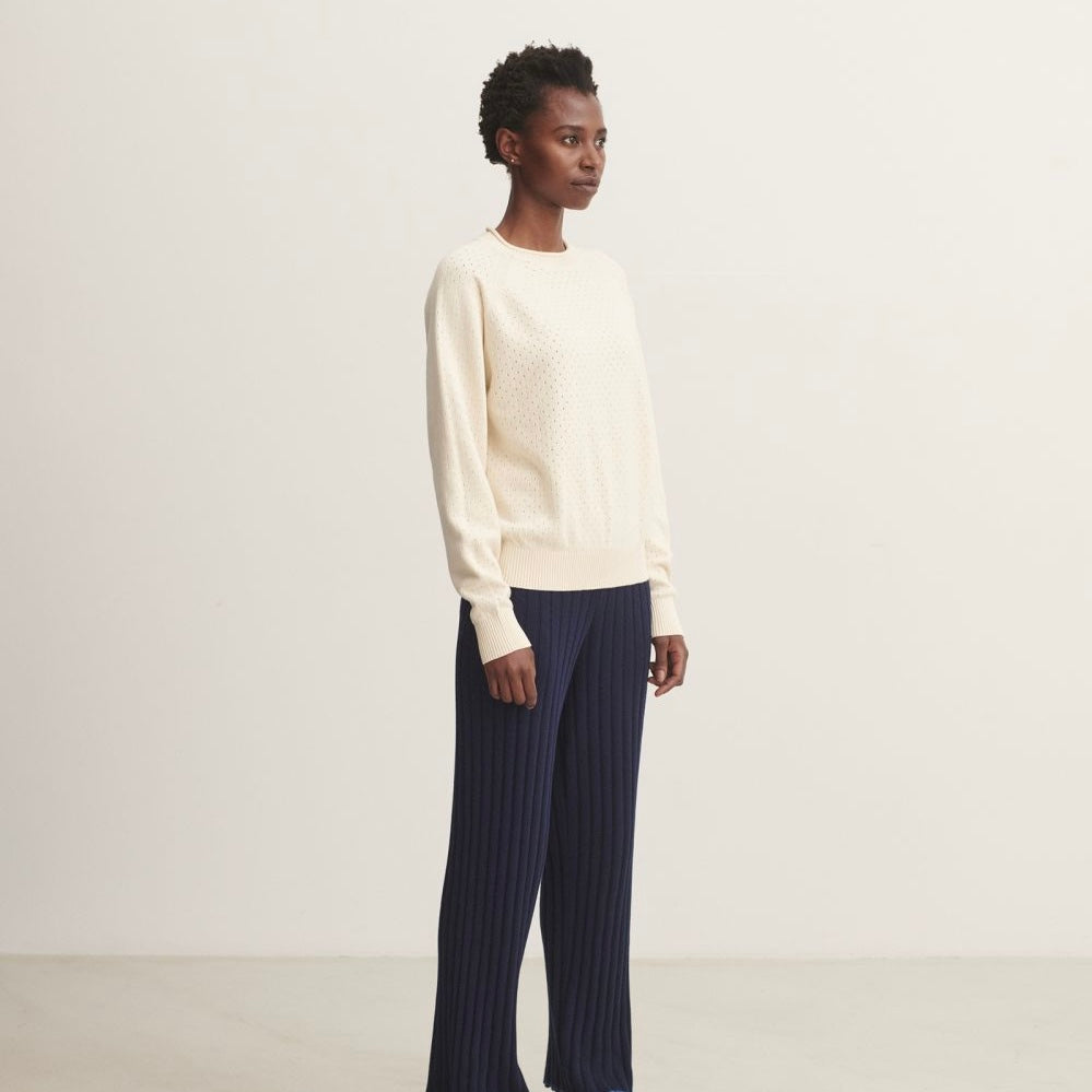 High twist pointelle sweater, Ecru - FUB