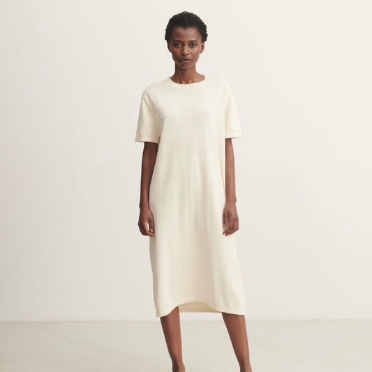 High twist tee dress, Ecru - FUB