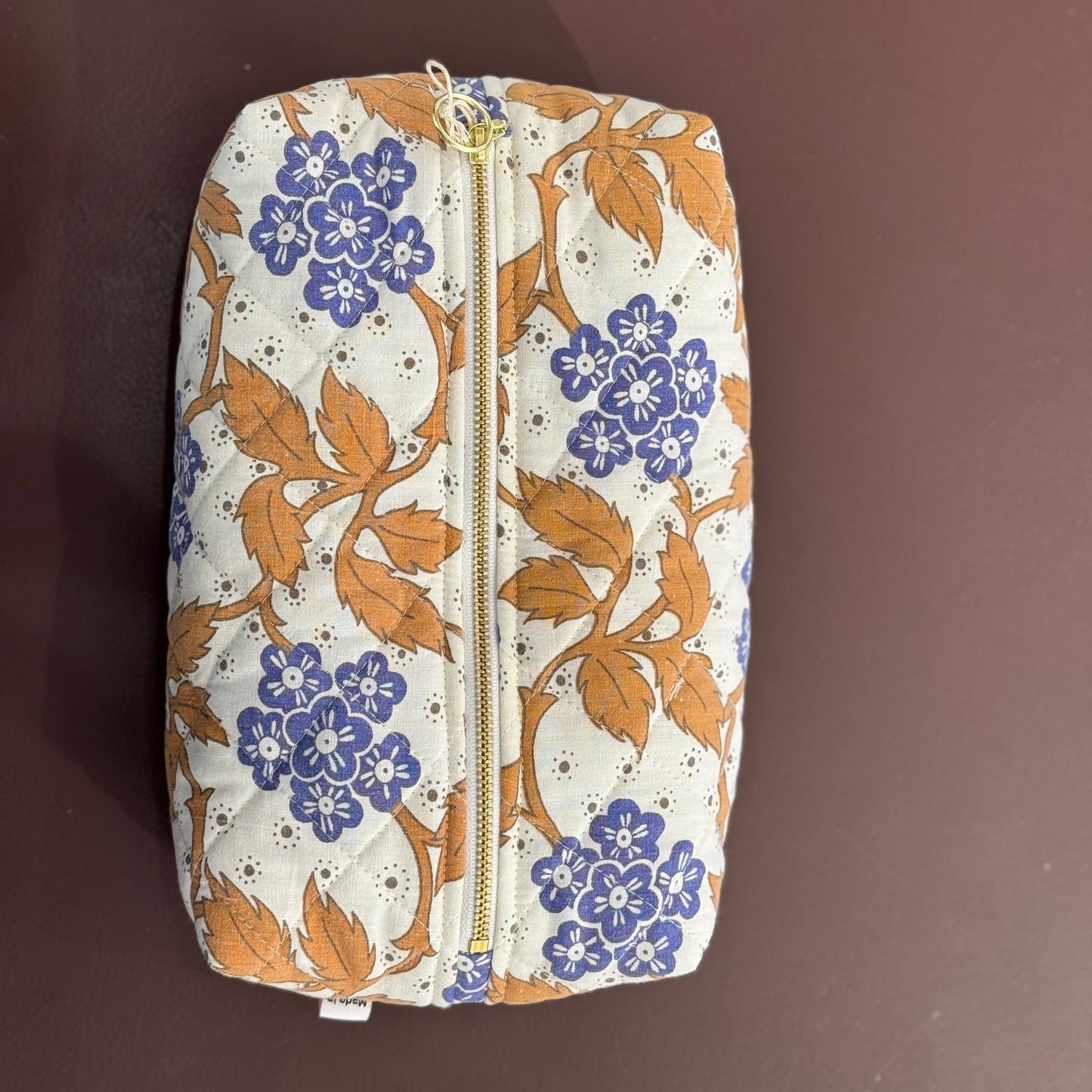 Toilettaske/makeuppung/penalhus, orange/blå blomst- Vita Vass