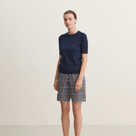 Pointelle tee, Dark navy - FUB