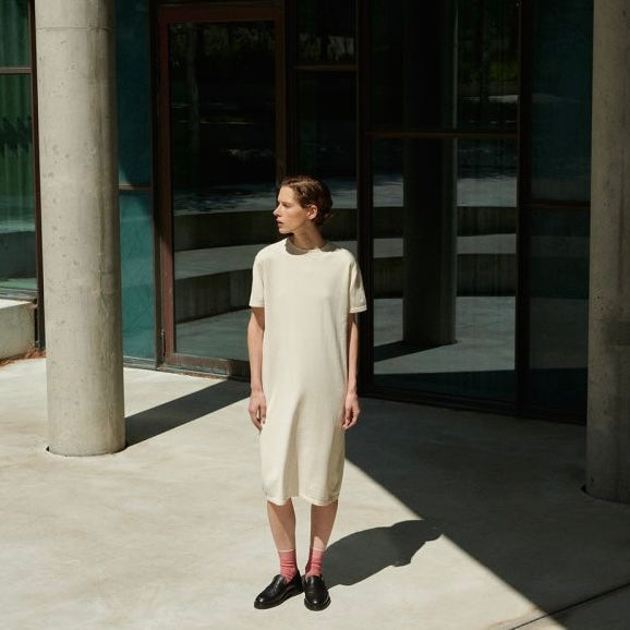 High twist tee dress, Ecru - FUB