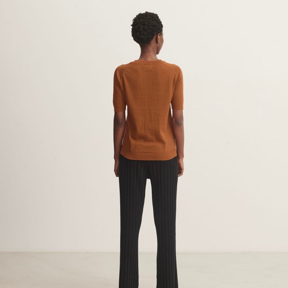 Pointelle tee, rust - FUB