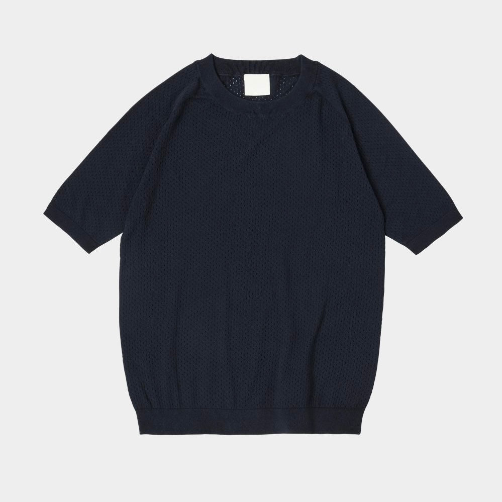 Pointelle tee, Dark navy - FUB