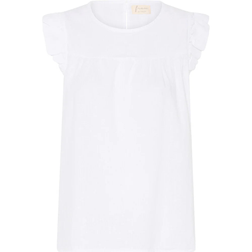 Stockholm linen Top, Bright White - FRAU