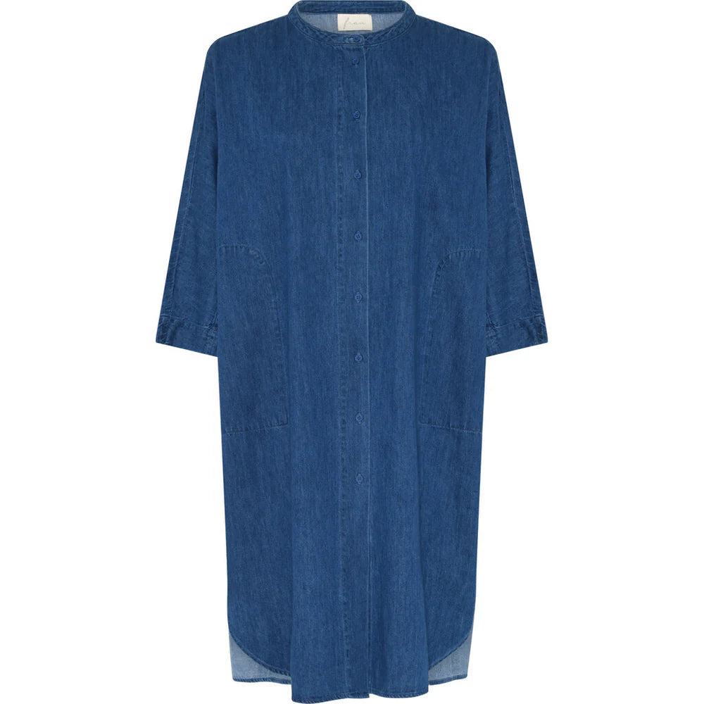 Seoul Lang Skjorte, Clear Blue Denim - Frau