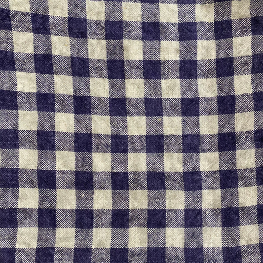 Viskestykke, Flax/Navy Gingman Dishtowel  - Linge Particulier