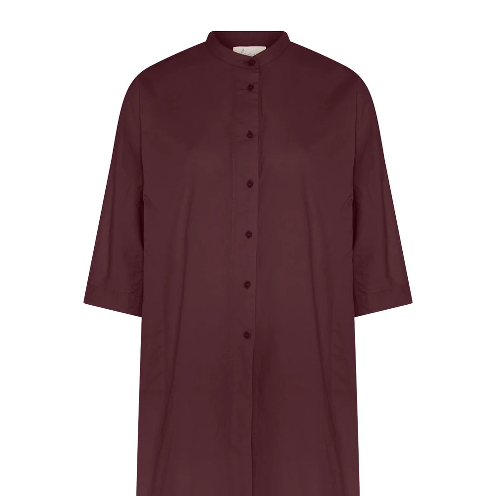 Seoul Lang Skjorte, Red mahogany - Frau