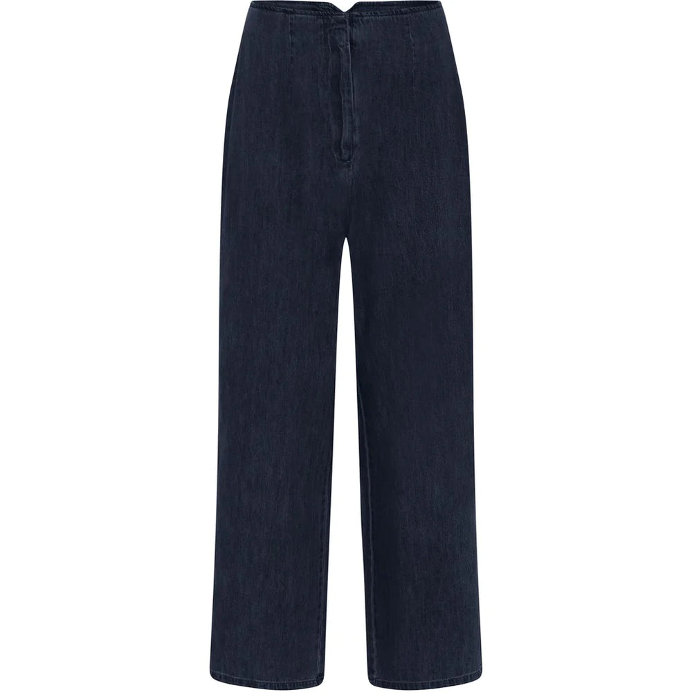 Wuxi wide ankle denim pant - Dark blue denim - FRAU