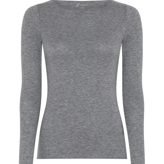 Lima Cashmere Top boatneck, medium grey melange - FRAU