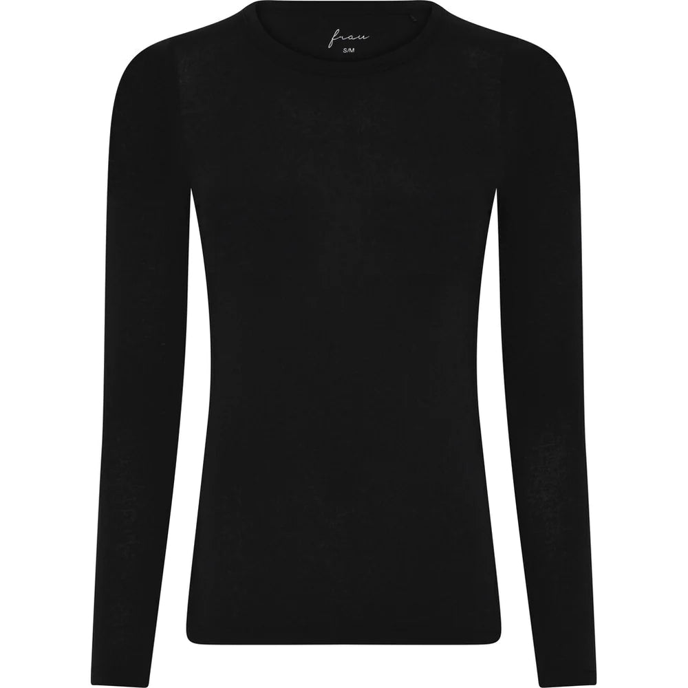 Lucca Cashmere Top O-neck, black - FRAU
