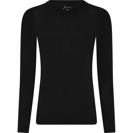 Lucca Cashmere Top O-neck, black  - FRAU