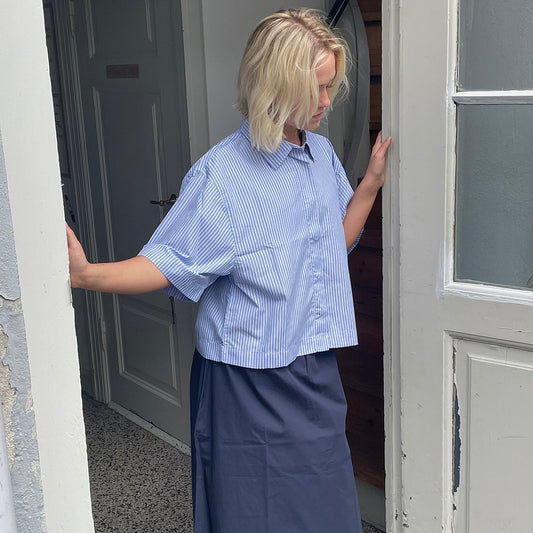 SS Shirt, Blue/Beige - Product For Real