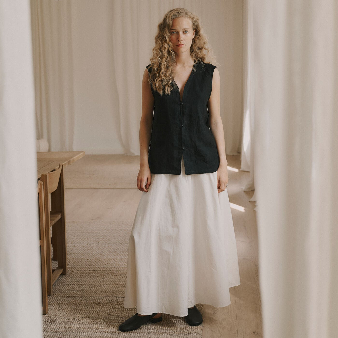 Irissa Long Skirt, White Sand - ANNE MI