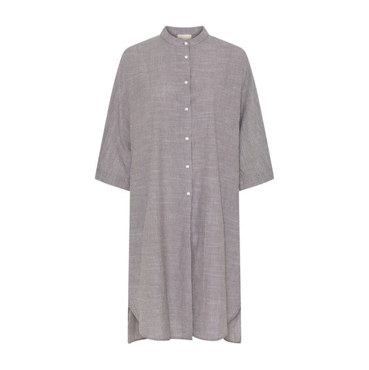 Seoul Lang Skjorte, Coffee Quartz Stripe- Frau