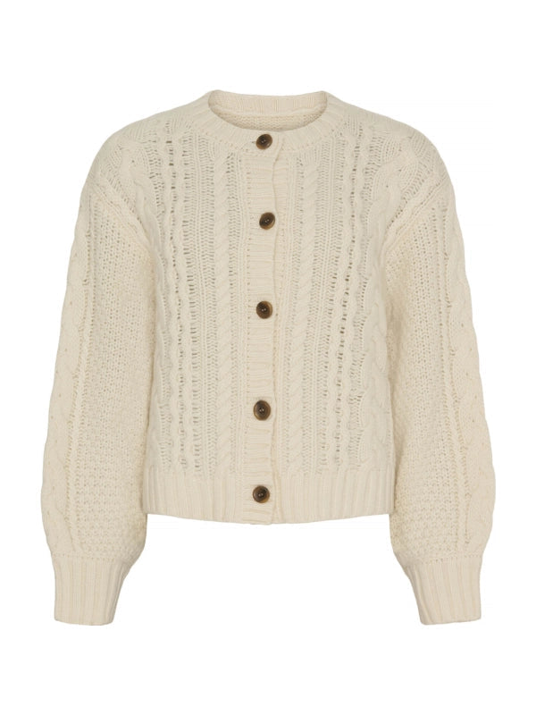 Anne-mi, Dahlia Cable Knit Cardigan, White Sand