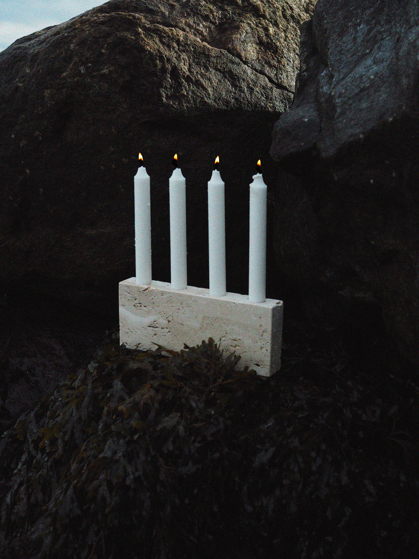 Epode, Travertin, Lysestage fire lys - Wabi Sabi Nordic
