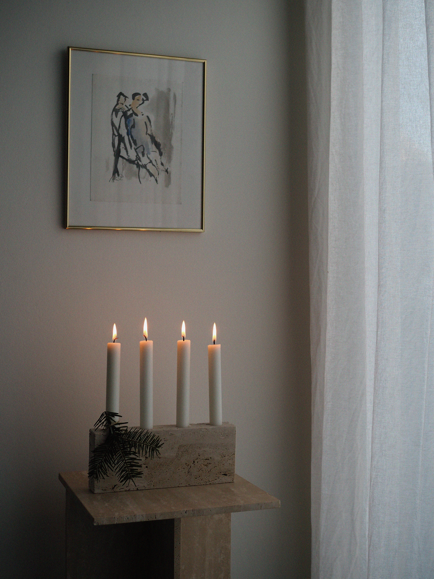 Epode, Travertin, Lysestage fire lys - Wabi Sabi Nordic