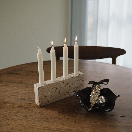 Epode, Travertin, Lysestage fire lys - Wabi Sabi Nordic