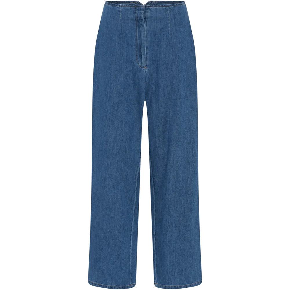 Wuxi wide long denim pant - Medium blue denim