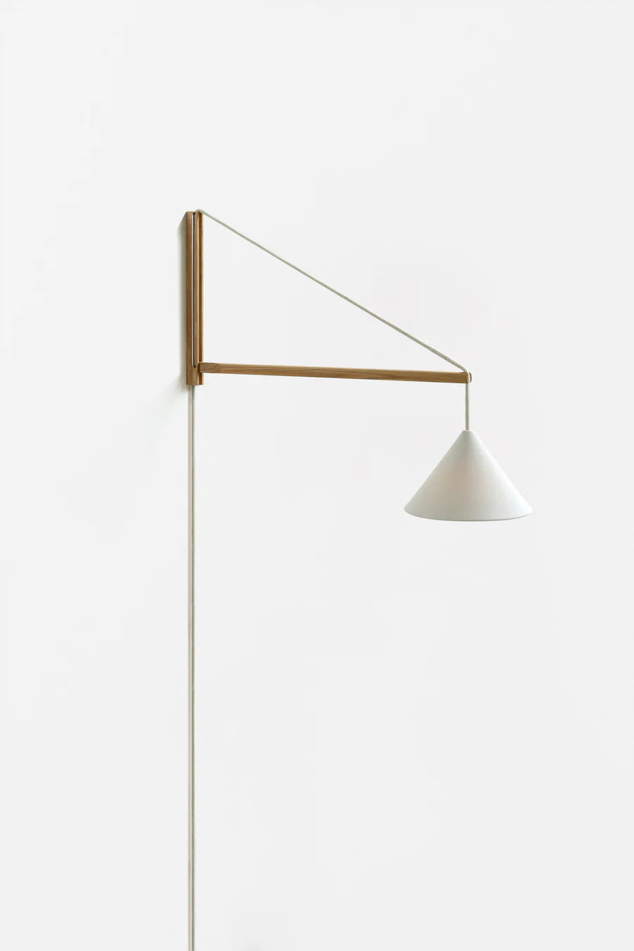 Suspended Wall Lamp, Oak, White
